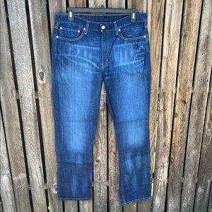 Levi's 514 36 x 34 Blue Straight Jeans with Classic Indigo Denim Mens